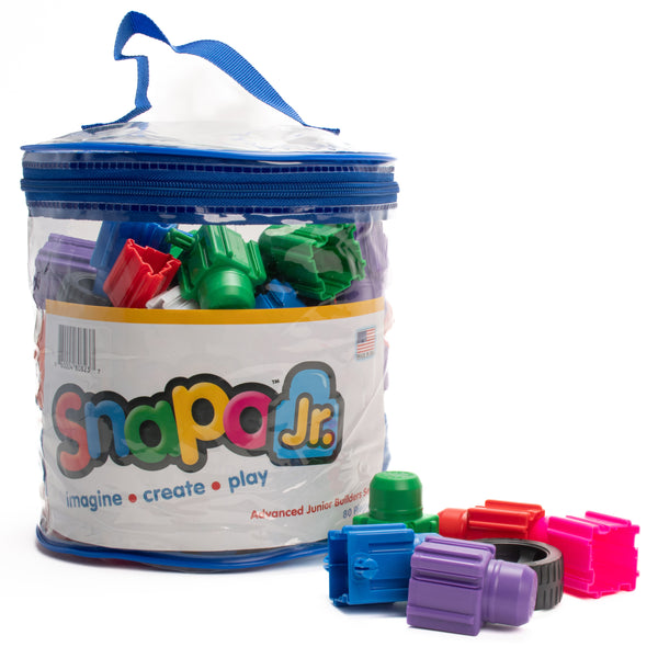 Snapo Jr. Advanced Builder's Kit 80 Pieces - STEAM Toy for Infant, Toddlers, and Preschool